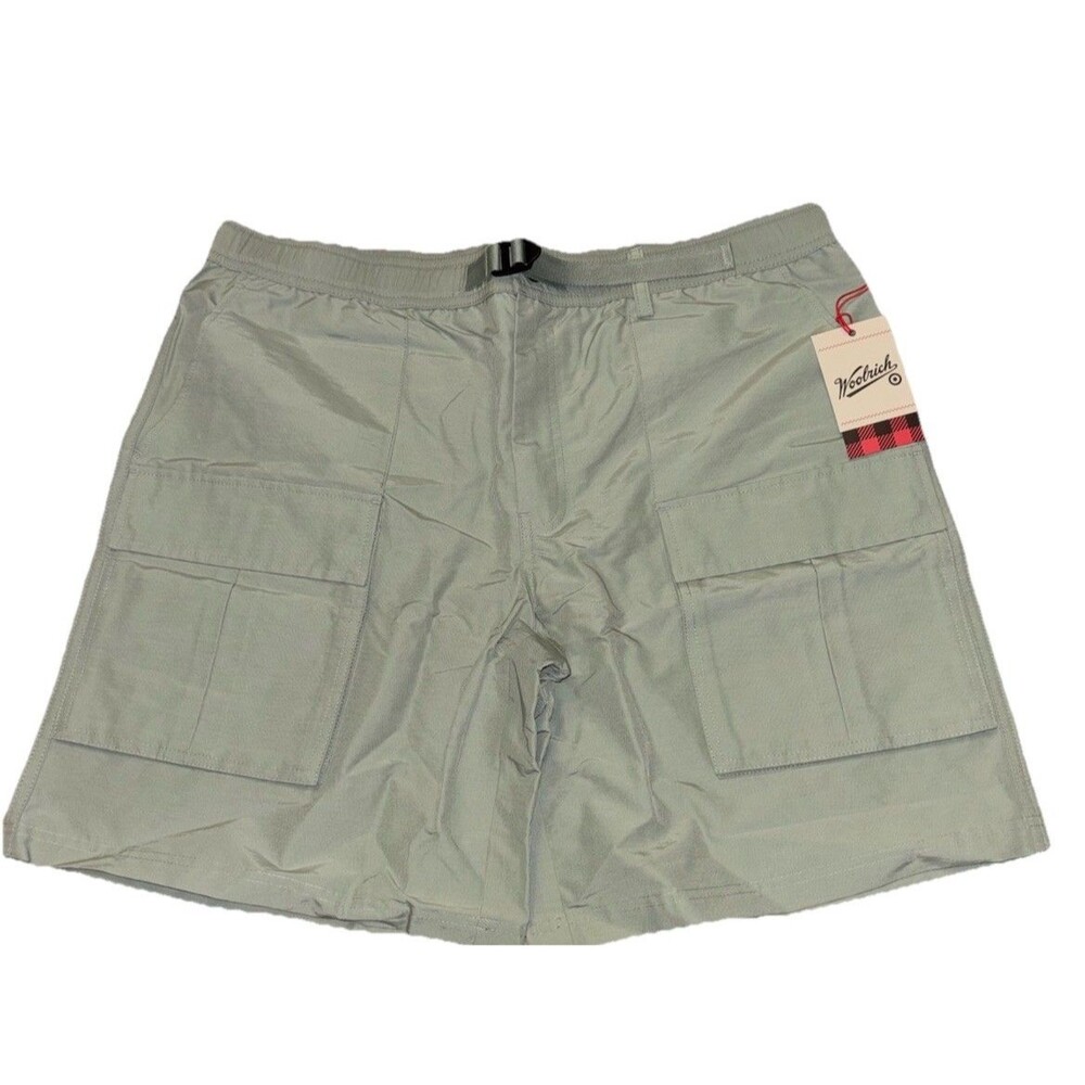 Woolrich Men's Nylon Cargo Shorts Green Belted Buckle Closure Pockets L Tall NWT